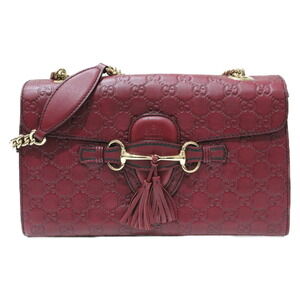 GUCCI Emily Chain Shoulder Bag Red Guccissima Leather